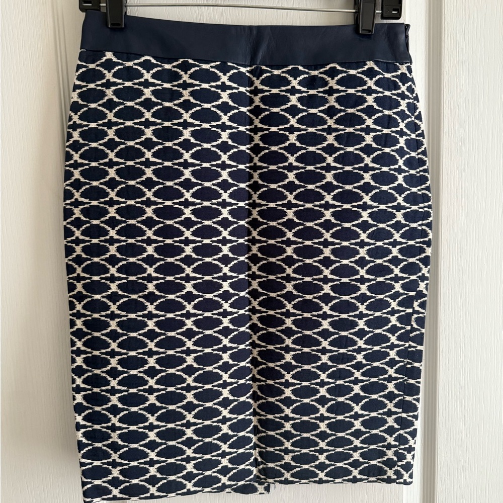 Navy and White Patterned Skirt